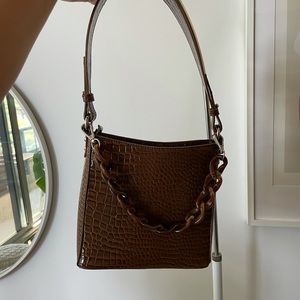 Hvisk brown croc-embossed faux leather bag